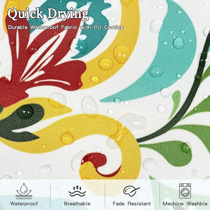 Floral Waterproof Outdoor Throw Pillow Covers 18x18 Inch Set of 2 | Green and Yellow Floral Pillow Cover, Summer Outdoor Decor Cushion Cases for Garden Patio Balcony Funiture Porch Couch Sofa