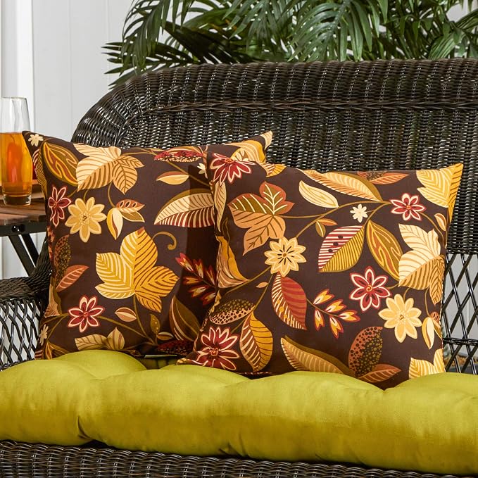 South Pine Porch Outdoor 17-inch Square Accent Pillow (Set of 2), Timberland Floral