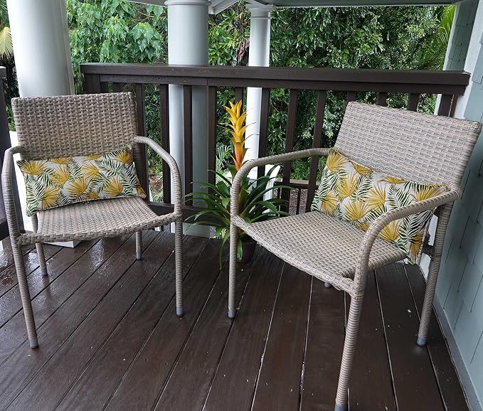 Indoor/Outdoor Polyester Fabric Lumbar Pillow Cover, All-Weather Waterproof Rectangular Cushion Case for Patio Furniture, 16 x 24 Set of 2 - Tropical-39