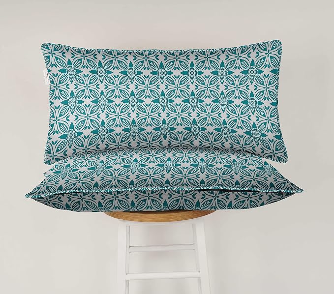 Indoor/Outdoor Polyester Fabric Lumbar Pillow Cover, All-Weather Waterproof Rectangular Cushion Case for Patio Furniture, 12 x 20 Set of 2 - Florals-20