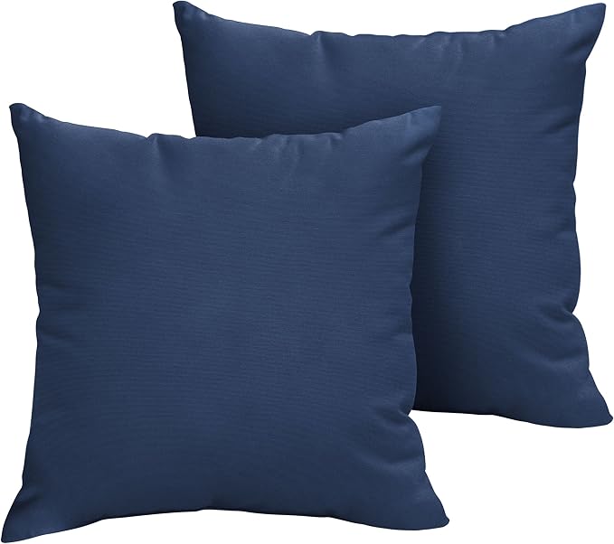Sorra Home x Sunbrella - Indoor/Outdoor Square Pillows (Set of 2), Canvas Navy Blue