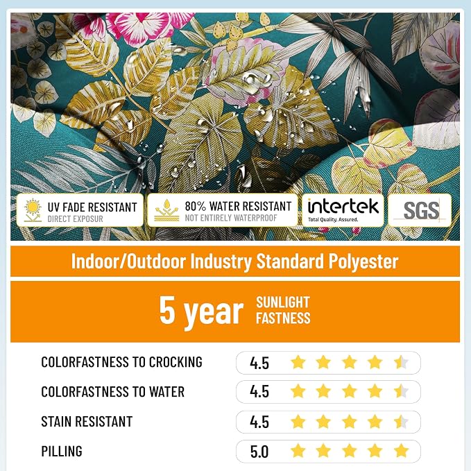 Tufted High Back Adirondack Chair Cushion 45"x21"x4",Floral | Patterned outdoor cushion with ties; premium padded design fits garden rocking chairs, multiple color options available