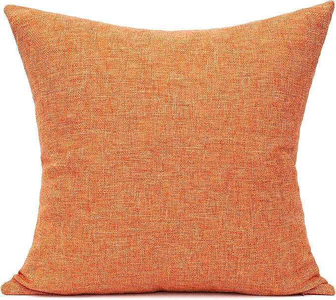 All Smiles Orange Fall Throw Pillow Covers 18x18 for Outdoor Furniture Set of 2 - Autumn Square Farmhouse Rustic Case Burnt Orange Cushion for Sofa Couch