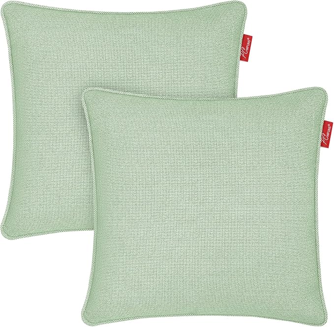 Pack of 2 Outdoor Throw Pillows,16x16 Inch All-Weather Water-Resistant Patio Pillows with Inserts,Decorative Pillows for Patio Furniture,Couch,Sofa,Poolside,Light Green