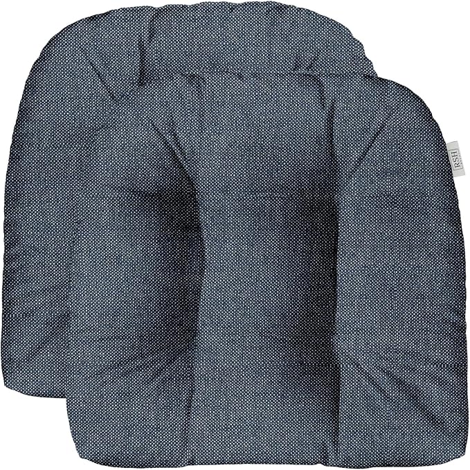 RSH DECOR: Sunbrella Play Tufted Wicker U-Shape Cushions Set of 2 | 22” x 22” | Outdoor Seat Cushions for Patio Furniture| Crafted with Sunbrella Performance Fabric | Play Midnight Navy