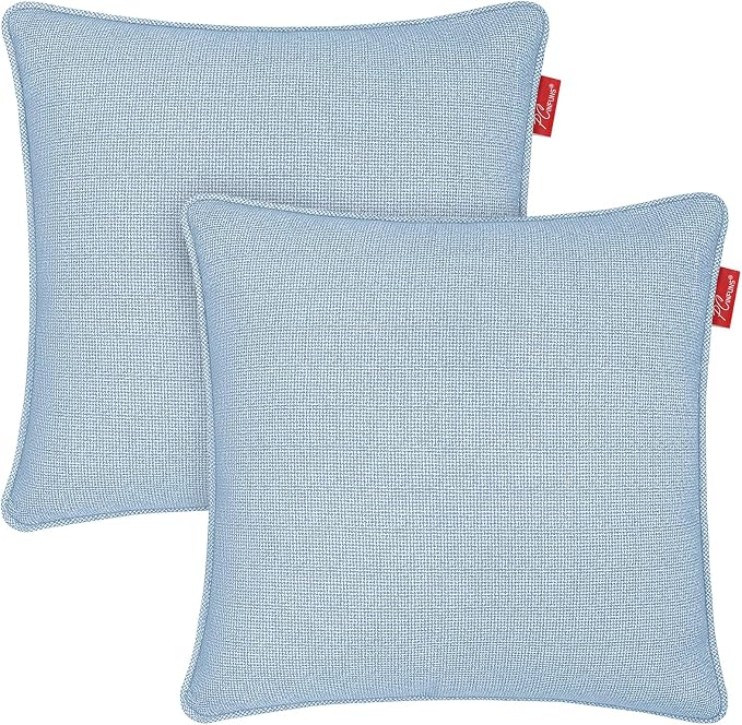 Pack of 2 Outdoor Throw Pillows,16x16 Inch All-Weather Water-Resistant Patio Pillows with Inserts,Decorative Pillows for Patio Furniture,Couch,Sofa,Poolside,Light Blue