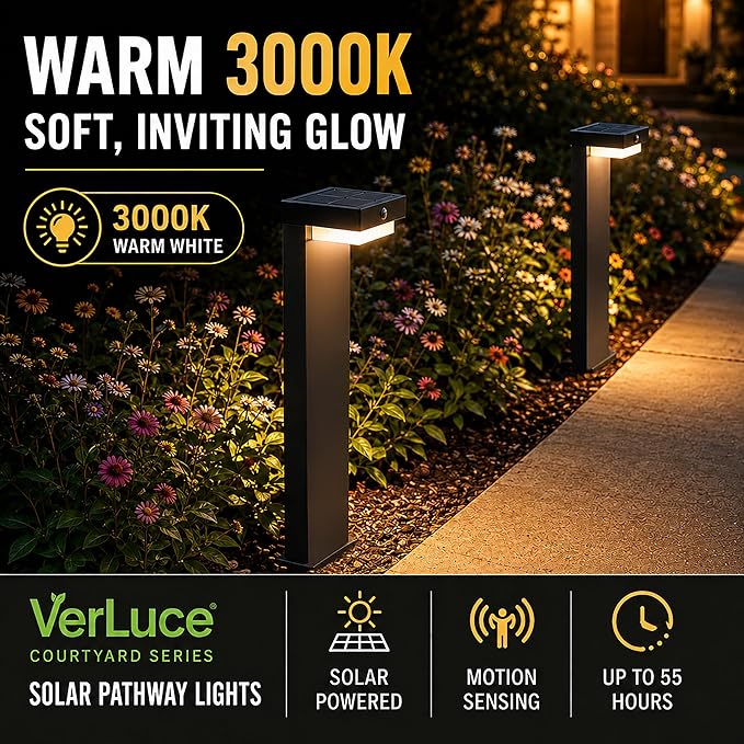 Solar Pathway Lights Courtyard Series, Motion Detection,2 Modes,2pk