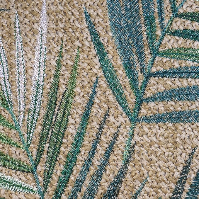 Honeycomb Outdoor Square Toss Pillows for Patio Furniture, 17 x 17, 2-Pack | Raffia Palm Green Throw Pillows, Water & Fade Resistant for Patio Furniture Set, 2-Pack