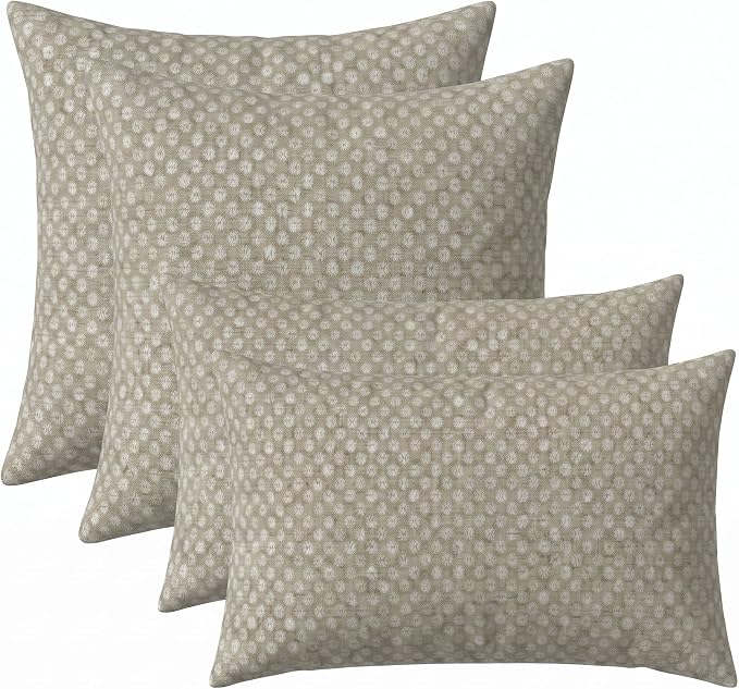 RSH DECOR: Sunbrella Lumbar & Square Pillows Set of 4 | 20" x 12" & 20" x 20" | Water and Fade-Resistant Performance Fabric | Outdoor Throw Pillows for Patio Furniture | Made in USA (Molina Mushroom)
