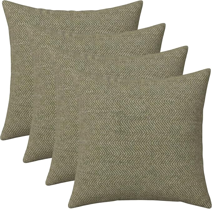 RSH DECOR: Sunbrella Square Throw Pillows Set of 4 | 17" x 17" | Water and Fade-Resistant Performance Fabric | Outdoor Pillow Covers with Down-Alternative Inserts | Made in USA (Spirit Fern)
