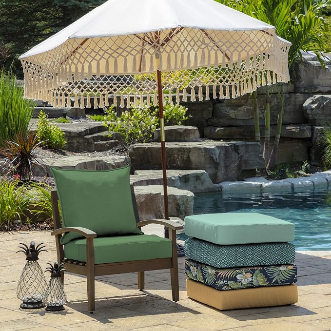 Arden Outdoor Deep Seat Cushion Set, 4-Pack, 24x24, Moss Green | Outdoor Sofa, Couch, Conversation Set, Weather-Proof, Rain-Proof, Fade Resistant for Chair, Mold and Mildew Resistant