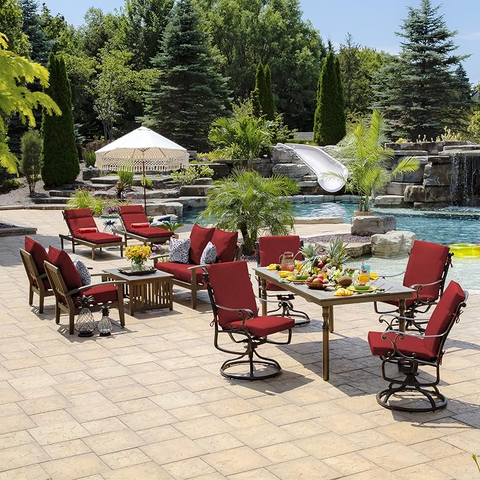 Arden Deep Seat Outdoor Chair Cushion Set (4-Pack), 24 in x 24 in, Weather-Proof, Rain-Proof, Fade Resistant Patio Cushion Set for Chair, Sofa, and Couch Ruby Red Leala | Outdoor Sofa, Couch, Conversation Set, Weather-Proof, Rain-Proof, Fade Resistant ...