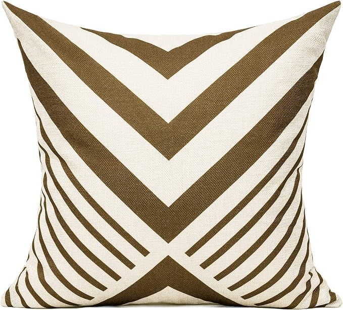 All Smiles Brown Outdoor Throw Pillow Covers 18x18 Set of 4 Boho Decorative Home Porch Decor Cushion Cases for Patio Furniture Chair Couch Sofa Living Room,Geometric Coffee Chocolate