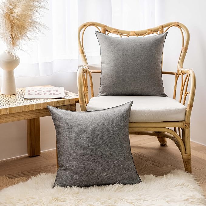 Home Brilliant Outdoor Euro Shams Set Throw Pillows Covers 20x20 Grey Couch Pillow Covers Decorative Pillowcase, 20inch, 50cm, Pack of 4, Light Grey