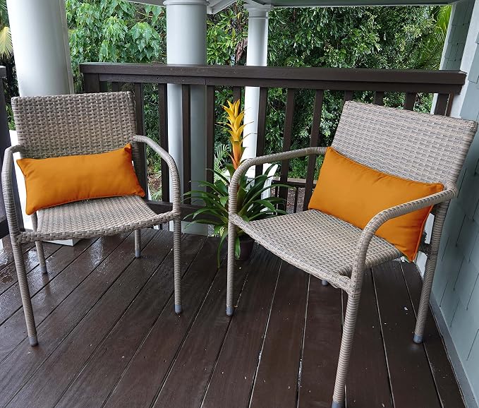 Indoor/Outdoor Polyester Fabric Lumbar Pillow Cover, All-Weather Waterproof Rectangular Cushion Case for Patio Furniture, 12 x 24 Set of 2 -Mustard Yellow
