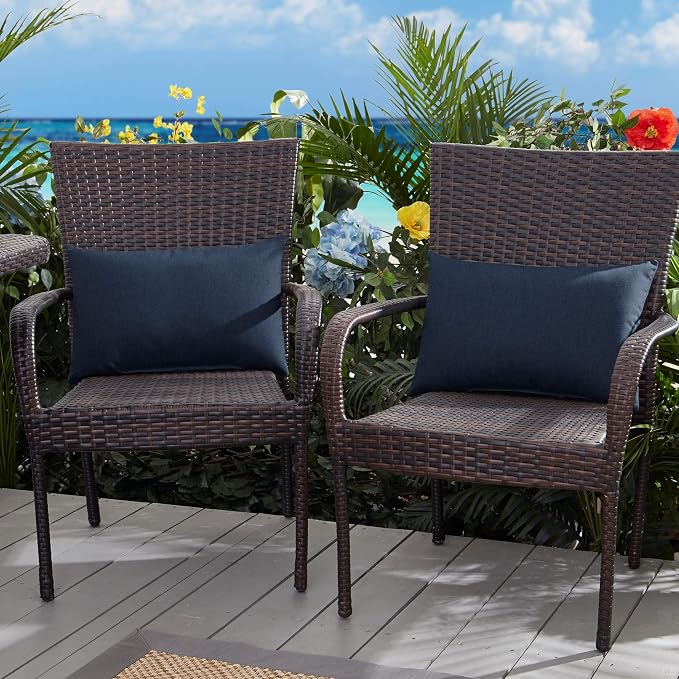 Sorra Home Indoor/Outdoor 14 by 24-inch Knife Edge Pillow, Navy, Set of 2