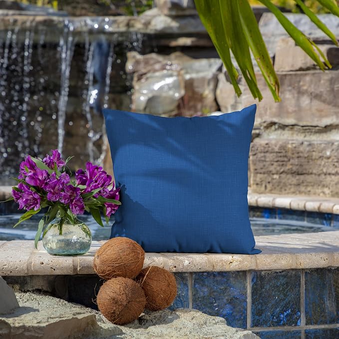 Arden Outdoor Toss Pillow, 2-Pack, 16x16, Cobalt Blue | Indoor/Outdoor Décor, Rain-Proof, Fade Resistant, Mold and Mildew Resistant
