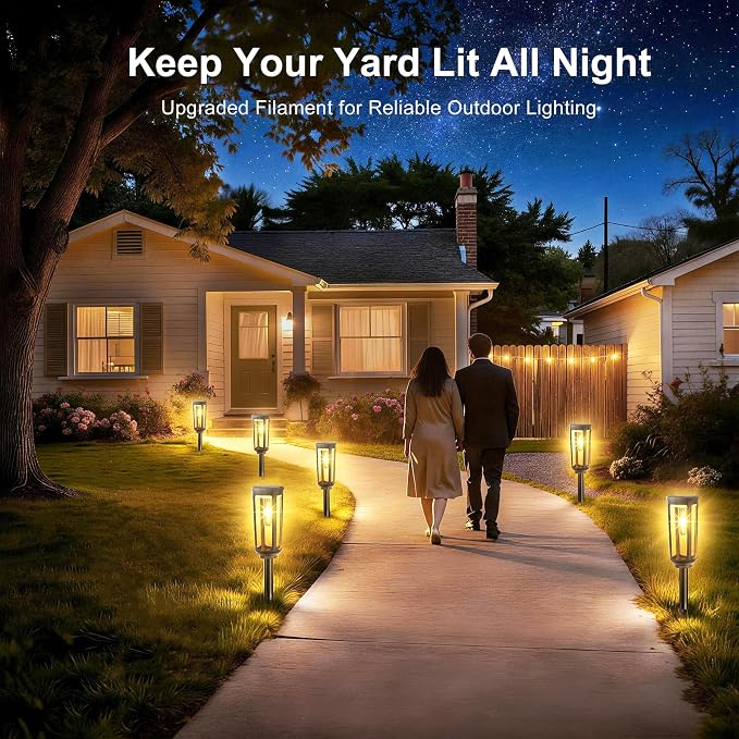 JEJOT Solar Pathway Lights Outdoor Waterproof, 12 Pack Solar Walkway Lights | Solar Light outdoor for Lawn Yard Garden Patio Driveway Decor Landscape, Warm White