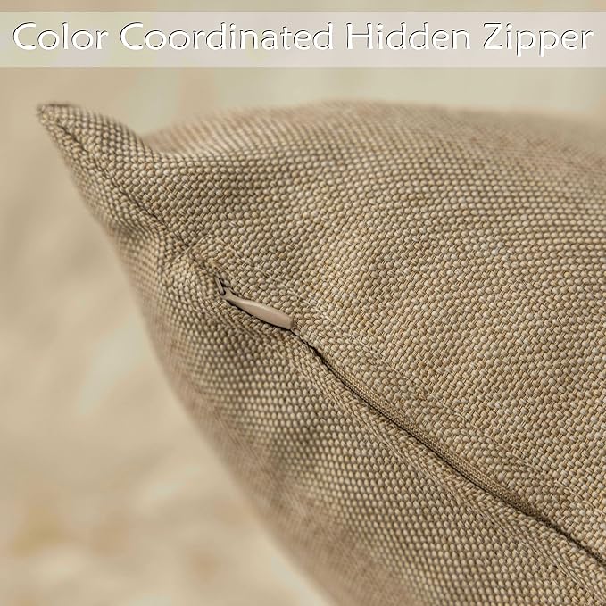 Home Brilliant Patio Pillows Outdoor Waterproof Set of 4 Throw Pillow Covers, 18x18 inch, 45x45 cm, Pack of 4, Linen