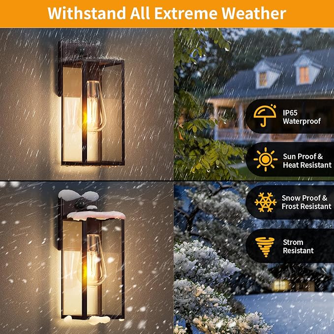 15'' Oil Rubbed Bronze Motion Sensor Outdoor Front Porch Light Fixtures Wall Mount, 2 Pack Waterproof Exterior Wall Sconce, Large Lantern Lamp,Outside Coach Light for House,Garage,Yard