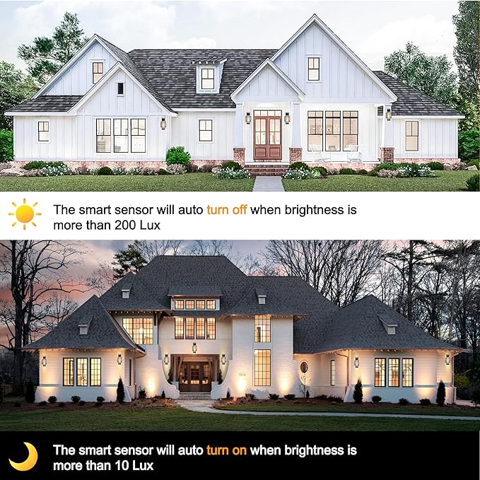 Modern Outdoor Wall Lights 2 Pack, 15" Dusk to Dawn Sensor, Waterproof Porch Light, Bronze