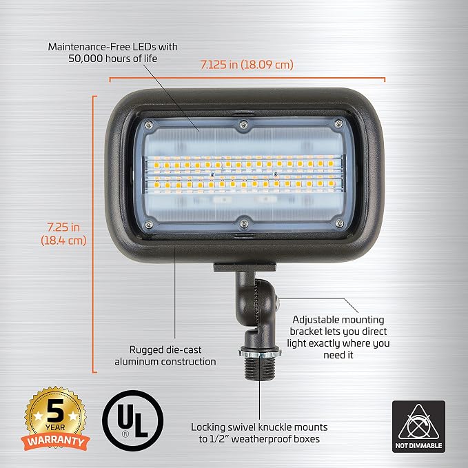 Newhouse Lighting WW30BRZ 30-Watt Outdoor LED Wall Wash Flood Light, Weatherproof, Bronze
