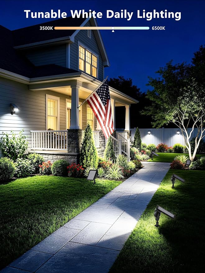 Brizled Smart Solar Spot Lights Outdoor LED Color Changing Landscape Lights | App Control; RGB/ Warm / Cool White Solar Uplights & Landscape Spotlight for Halloween Yard Tree Garden House Exterior