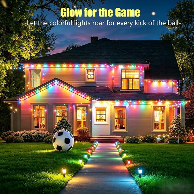 Permanent Outdoor Lights, 200ft RGB+IC Smart LED Eaves Lights for House | Outdoor String Lights with App/Remote, IP67 Waterproof Led Lights for Daily, Christmas, Halloween, Holiday, Party Decor