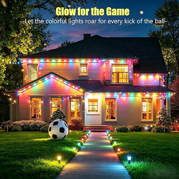 Permanent Outdoor Lights 50ft RGB+IC Eave Lights for House | IP67 Waterproof Smart LED Outdoor Lights with 16M Colors, App/Remote Control for Christmas, Halloween, Daily, Party