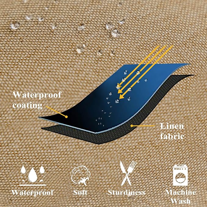 Home Brilliant Outdoor Pillows for Garden Patio Linen Throw Pillow Covers 20x20 Waterproof Euro Shams for Chairs Bedroom, 50x50 cm, Set of 4, Linen