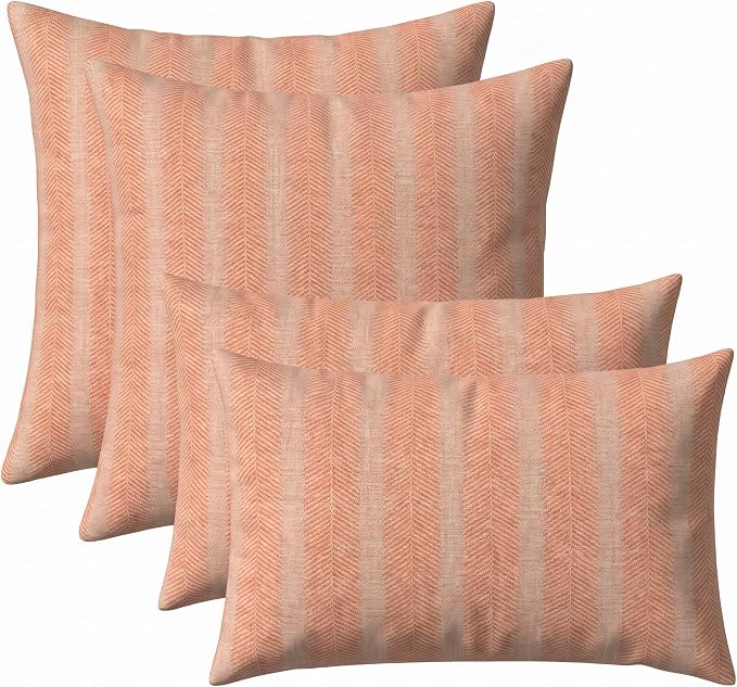 RSH DECOR: Sunbrella Lumbar & Square Pillows Set of 4 | 20" x 12" & 20" x 20" | Water and Fade-Resistant Performance Fabric | Outdoor Throw Pillows for Patio Furniture | Made in USA (Perception Spark)