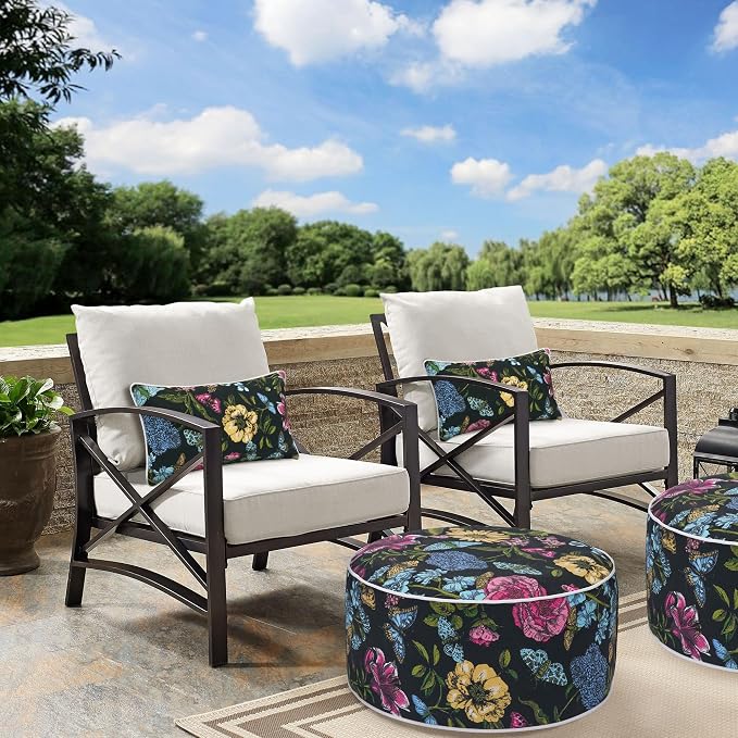 Lumbar Pillow Covers Set of 2, Outdoor Indoor Waterproof Patio Lumbar Pillowcase Shell 12x20 Inch, Rectangular Cushion Case for Couch Sofa Garden Farmhouse-Black Butterfly Flower