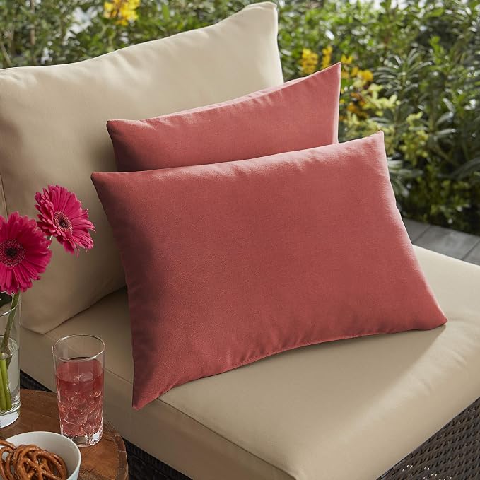 Sorra Home Sunbrella Solid Pillow Set, 12 in x 24 in, Canvas Henna