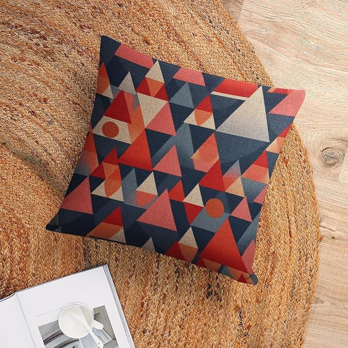 Decorative Square Pillowcase Cushion Case Mid-Century Modern Style Pillows Colorful Fun Aesthetic Mid Century Modern Gomestry Throw Pillows Cover Pillows for Couch Sofa 18"x18"