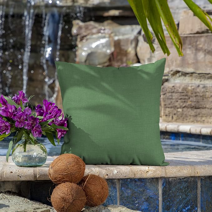 Arden Outdoor Toss Pillow, 2-Pack, 16x16, Moss Green | Indoor/Outdoor Décor, Rain-Proof, Fade Resistant, Mold and Mildew Resistant