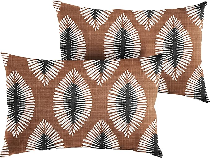 Sorra Home Hayden Outdoor/Indoor Pillow Set, 18 x 12 x 6, Brown 2 Count