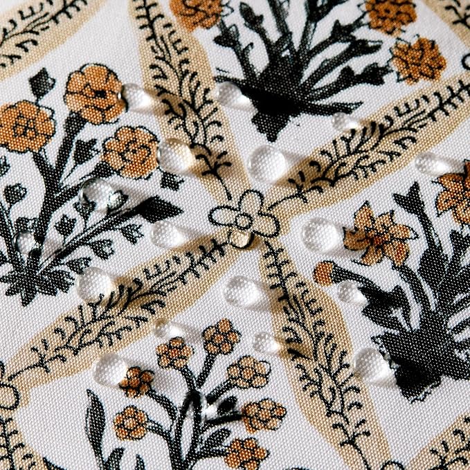 Allorry Floral Outdoor Pillow Covers 20x20 Brown Outdoor Waterproof Decor | Set of 2 Vintage Floral Block Print Pillow Cover,Farmhouse Boho Decorative for Spring Summer Outdoor Sofa Bedroom Decor