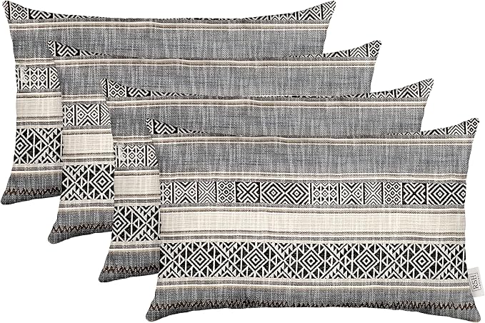 RSH DECOR: Jumbo Lumbar Throw Pillows Set of 4 | 26" x 16" | Indoor Outdoor – Patio, Lounge, Adirondack | Water & Fade-Resistant | Includes Down-Alternative Inserts | Made in USA (Banuelos Java)