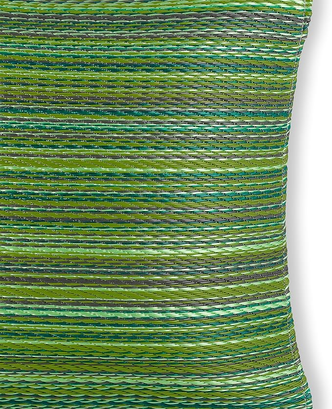Fab Habitat Outdoor Premium Recycled Plastic Pillow - Waterproof, Fade Resistant - Striped - Patio, Porch, Deck, Balcony - Cancun - Green - 20" x 20"