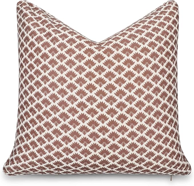 Modern Farmhouse California Casual Indoor Outdoor Throw Pillow Cover, 20"x20" Water Repellent for Patio, Backyard, Couch, Poolside, Cocoa Brown Print Ravenala Palm Tree