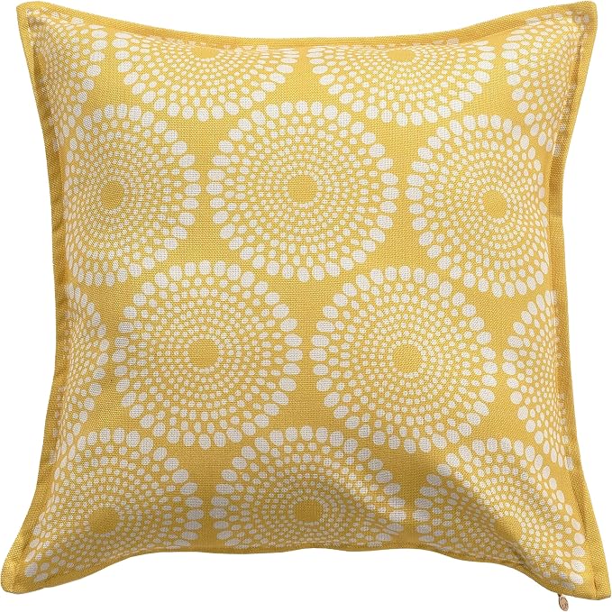 Fab Habitat Indoor/Outdoor Throw Pillow Made from Recycled Polyester Yarn - Double Sided, Stain Resistant, Machine Washable - Tropical - Patio, Deck, Porch, Living Room - Rio - Yellow - (20" x 20")