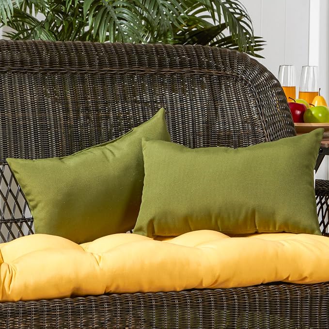 Greendale Home Fashions 2-Pack Outdoor 19x12 inch Rectangle Decorative Throw Pillow, Juniper