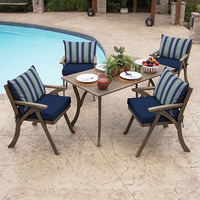 Arden Outdoor Pillow Back Cushion, 23x17, Blue Stripe