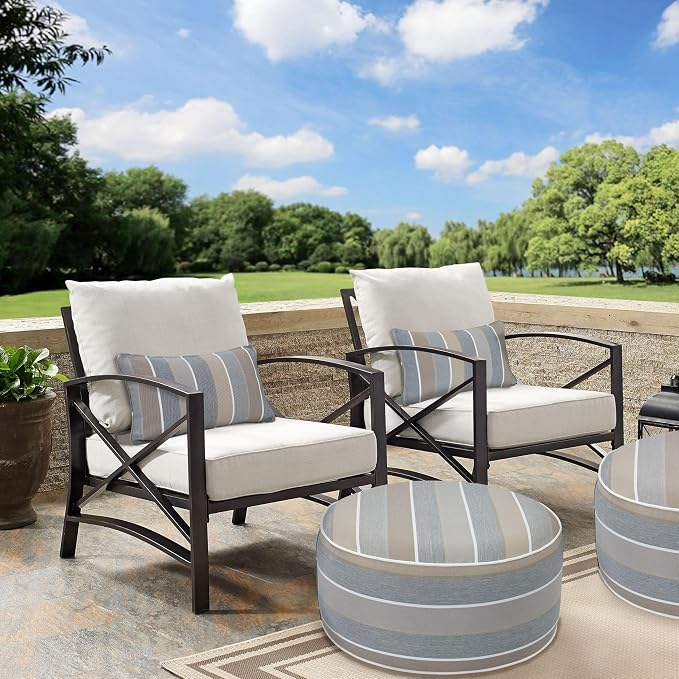 Lumbar Pillow with Insert, Set of 2, Outdoor Indoor Waterproof Decorative Patio Lumbar Pillow 12x20 Inch, Rectangular Cushion for Couch Sofa Garden Farmhouse Decoration-Grey Stripe