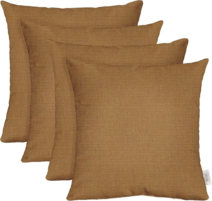RSH DECOR: Sunbrella Square Throw Pillows Set of 4 | 17" x 17" | Water and Fade-Resistant Performance Fabric | Outdoor Pillow Covers with Down-Alternative Inserts | Made in USA (Sailcloth Sienna Tan)