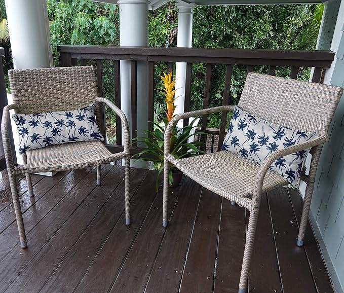 Indoor/Outdoor Polyester Fabric Lumbar Pillow Cover, All-Weather Waterproof Rectangular Cushion Case for Patio Furniture, 12 x 24 Set of 2 - Tree-14