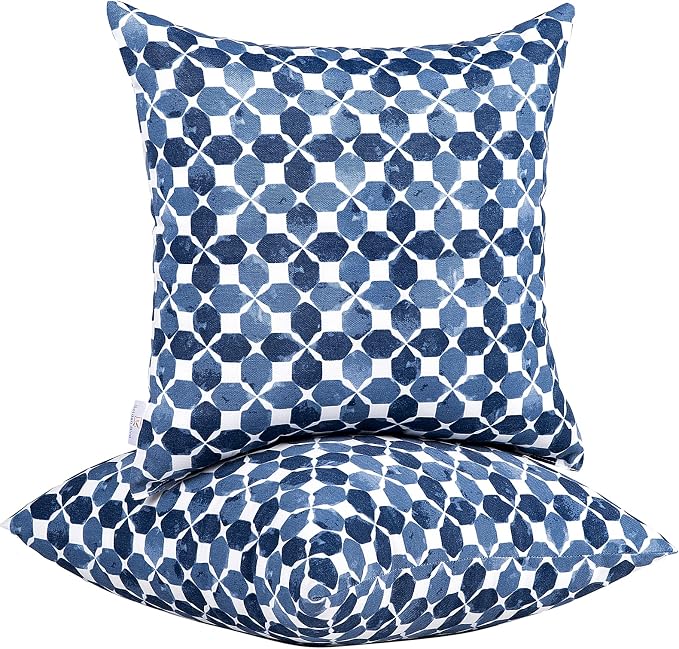 JMGBird Blue Throw Pillows Outdoor Pillow Inserts Included | 18x18 Outdoor Pillows Waterproof Outdoor Throw Pillow set of 2 Outdoor Patio Pillows for couch