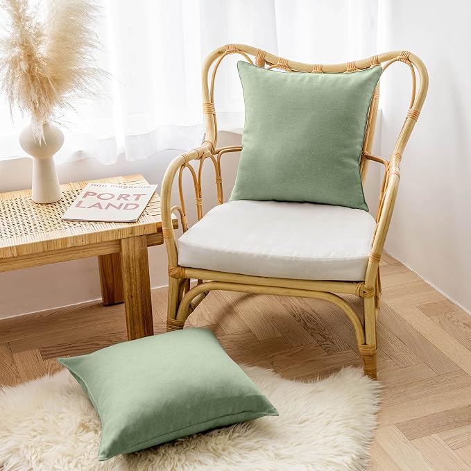 Home Brilliant Outdoor Throw Pillows for Patio Furniture Waterproof Decorative Pillow Covers 20x20 Inch, 50x50cm, Set of 4, Sage Green