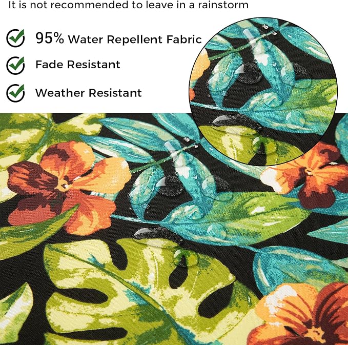 Throw Pillow with Insert, Set of 2, Outdoor Indoor Waterproof Decorative Patio Throw Pillow 18x18 Inch, Square Cushion for Couch Sofa Garden Farmhouse Decoration-Tropical Green Leaves