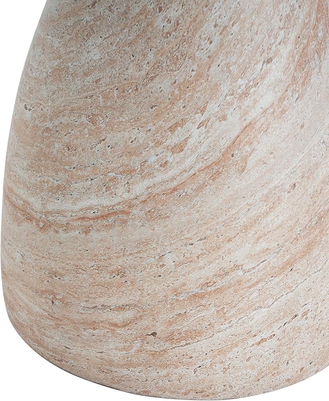 Outdoor Side Table 20" Hourglass Shape Concrete Side Table, Patio Tables for Outside Decorative Garden Stools, No Assembly Accent Table for Patio Porch Living Room, Beige